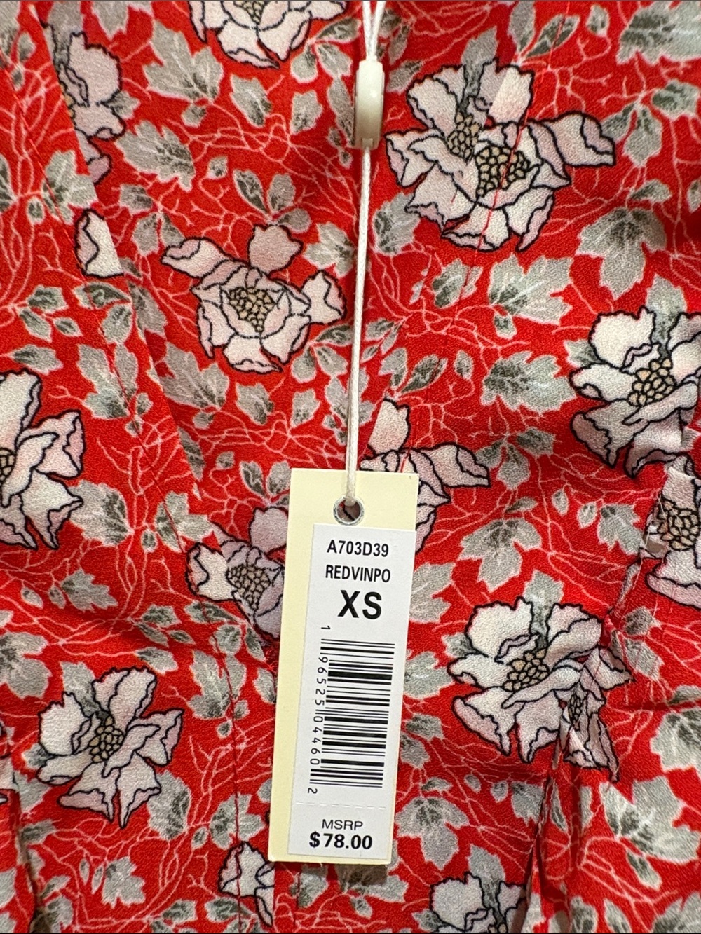 Max Studio Red Floral Ruffle Wrap Top - Picture 3 of 5